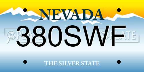 380SWF Nevada License Plate