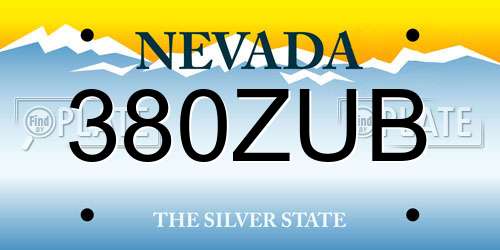 380ZUB Nevada License Plate