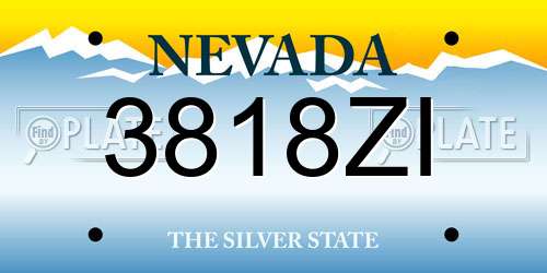 3818ZI Nevada License Plate