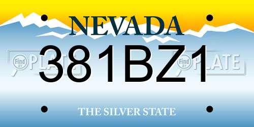381BZ1 Nevada License Plate