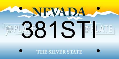 381STI Nevada License Plate