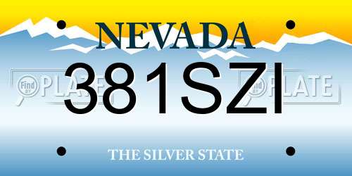 381SZI Nevada License Plate