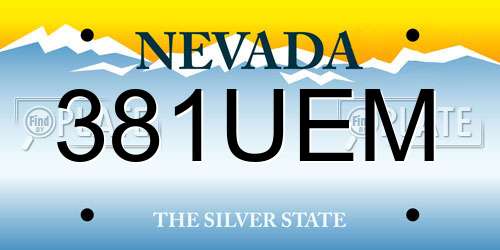 381UEM Nevada License Plate