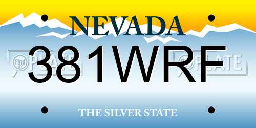 381WRF Nevada License Plate