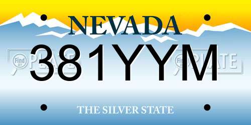 381YYM Nevada License Plate
