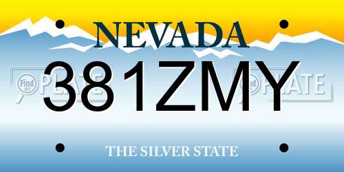 381ZMY Nevada License Plate