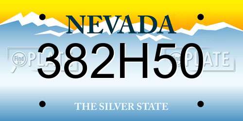 382H50 Nevada License Plate