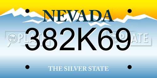 382K69 Nevada License Plate