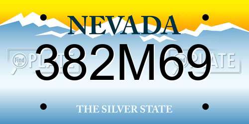 382M69 Nevada License Plate
