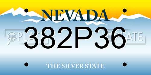 382P36 Nevada License Plate