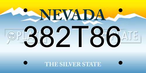 382T86 Nevada License Plate