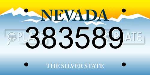 383589 Nevada License Plate