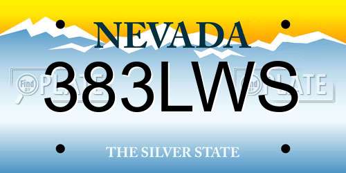 383LWS Nevada License Plate