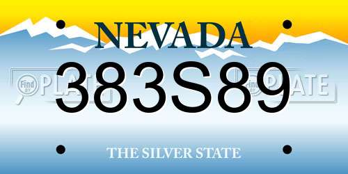 383S89 Nevada License Plate