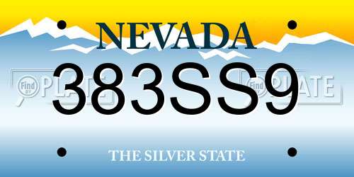 383SS9 Nevada License Plate