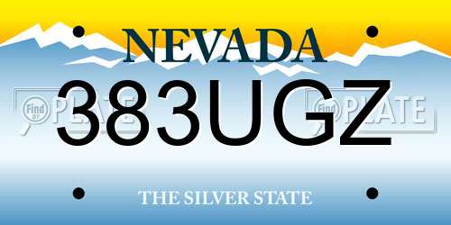 383UGZ Nevada License Plate