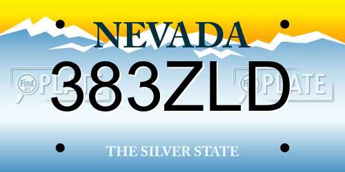 383ZLD Nevada License Plate