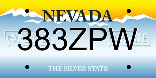 383ZPW Nevada License Plate