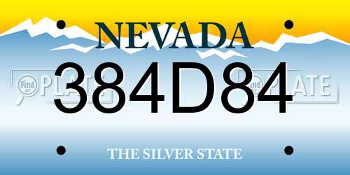384D84 Nevada License Plate