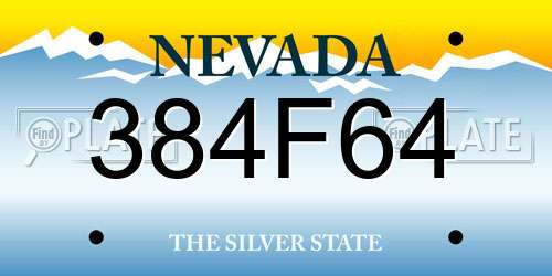 384F64 Nevada License Plate