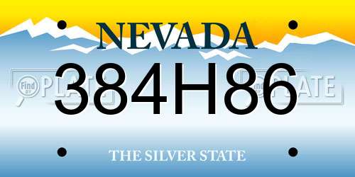 384H86 Nevada License Plate