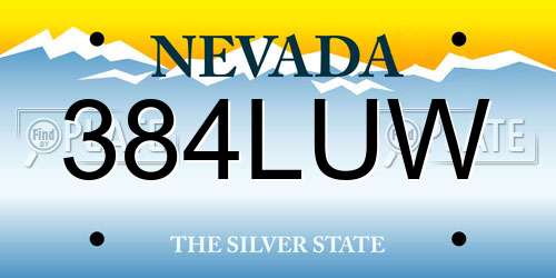 384LUW Nevada License Plate