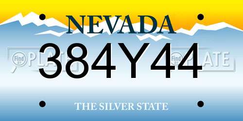 384Y44 Nevada License Plate