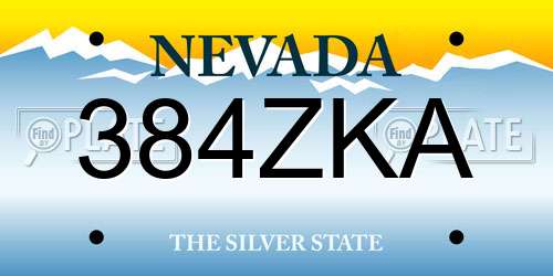 384ZKA Nevada License Plate