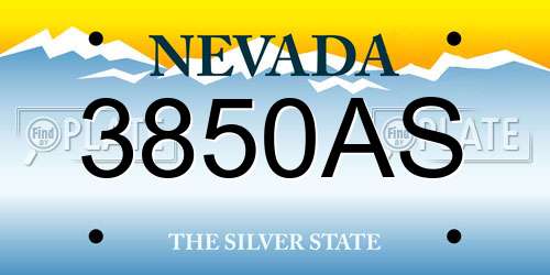 3850AS Nevada License Plate