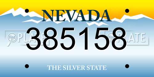 385158 Nevada License Plate