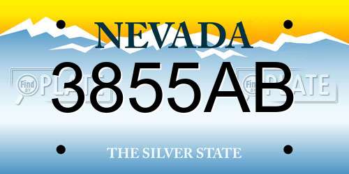 3855AB Nevada License Plate