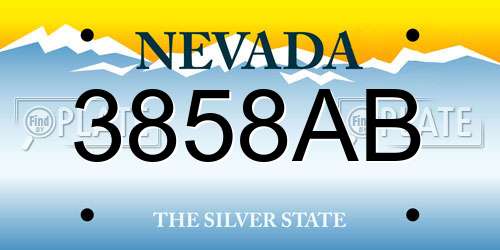 3858AB Nevada License Plate