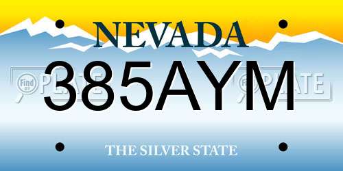 385AYM Nevada License Plate
