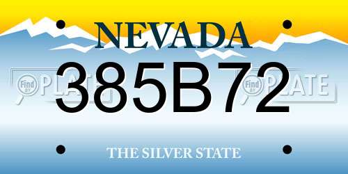 385B72 Nevada License Plate