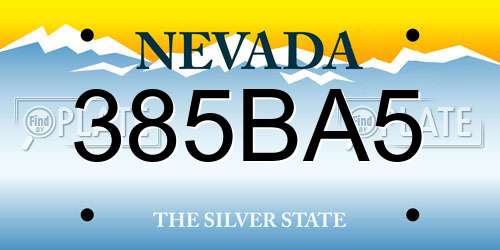 385BA5 Nevada License Plate