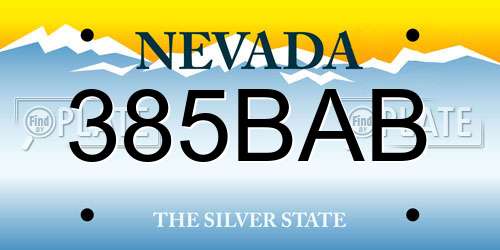 385BAB Nevada License Plate