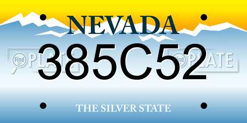 385C52 Nevada License Plate