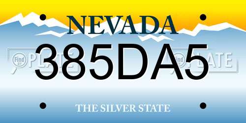 385DA5 Nevada License Plate
