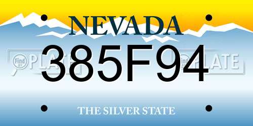 385F94 Nevada License Plate