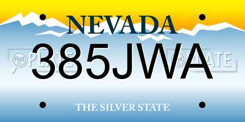 385JWA Nevada License Plate