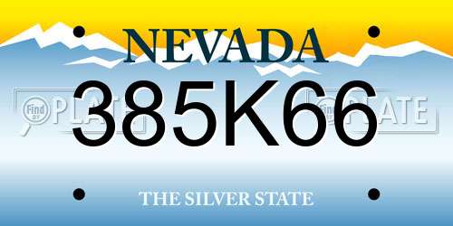 385K66 Nevada License Plate