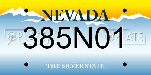 385N01 Nevada License Plate