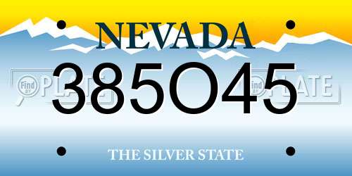 385O45 Nevada License Plate