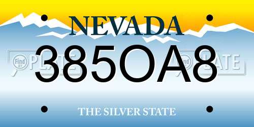385OA8 Nevada License Plate