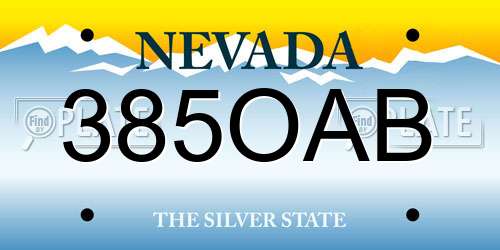 385OAB Nevada License Plate