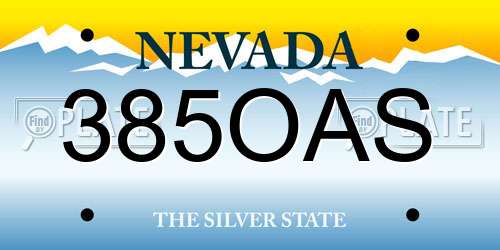 385OAS Nevada License Plate