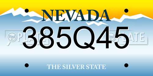 385Q45 Nevada License Plate