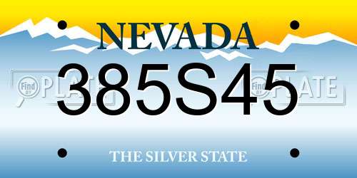 385S45 Nevada License Plate