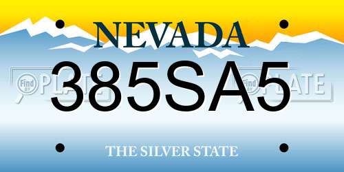 385SA5 Nevada License Plate