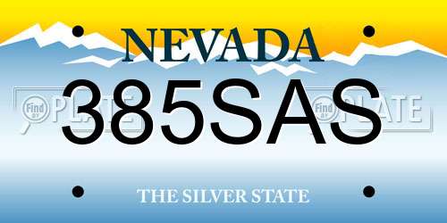 385SAS Nevada License Plate